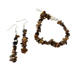 Natural Stone Handcrafted Jewelry Set Boho Bracelet Earrings